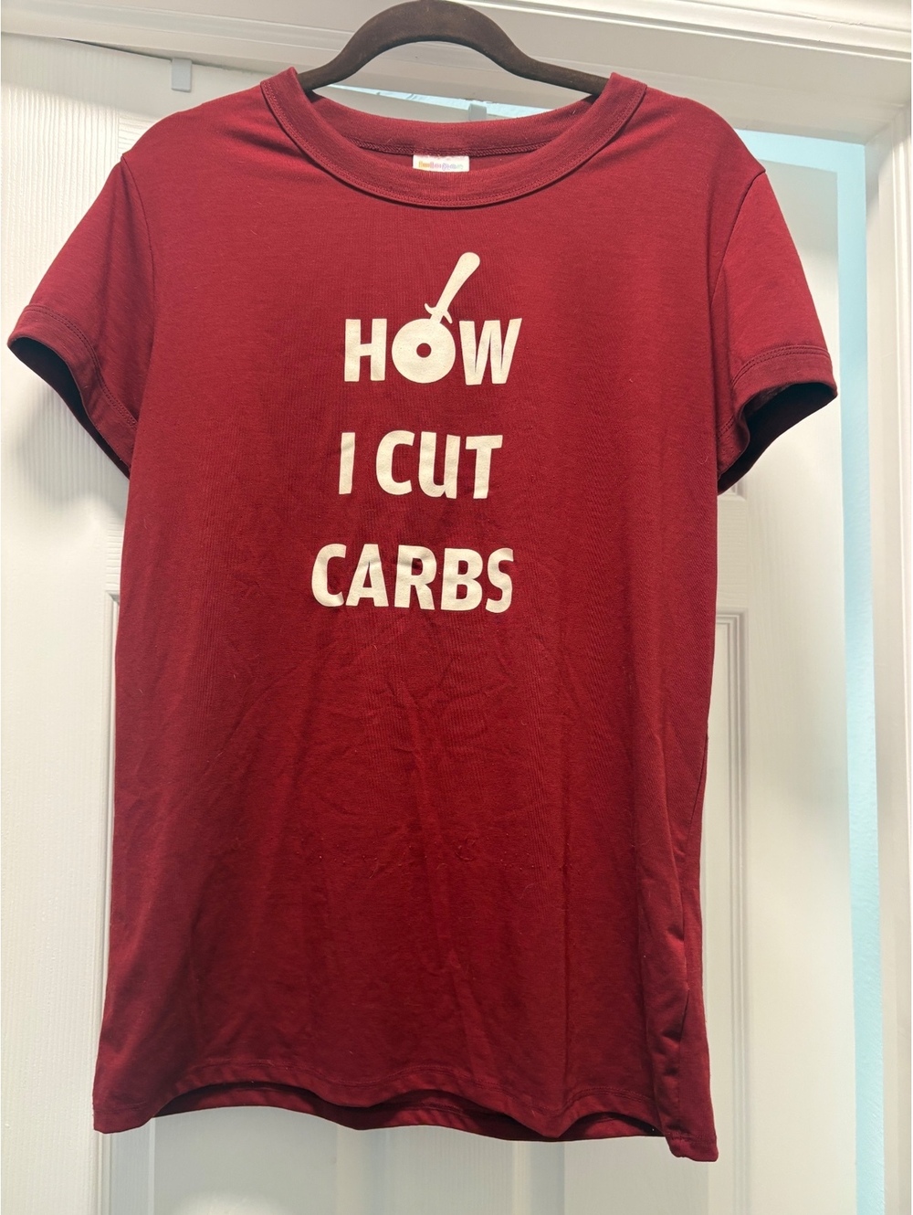 LuLaRoe Red 'How I Cut Carbs' Graphic T-Shirt Size Small